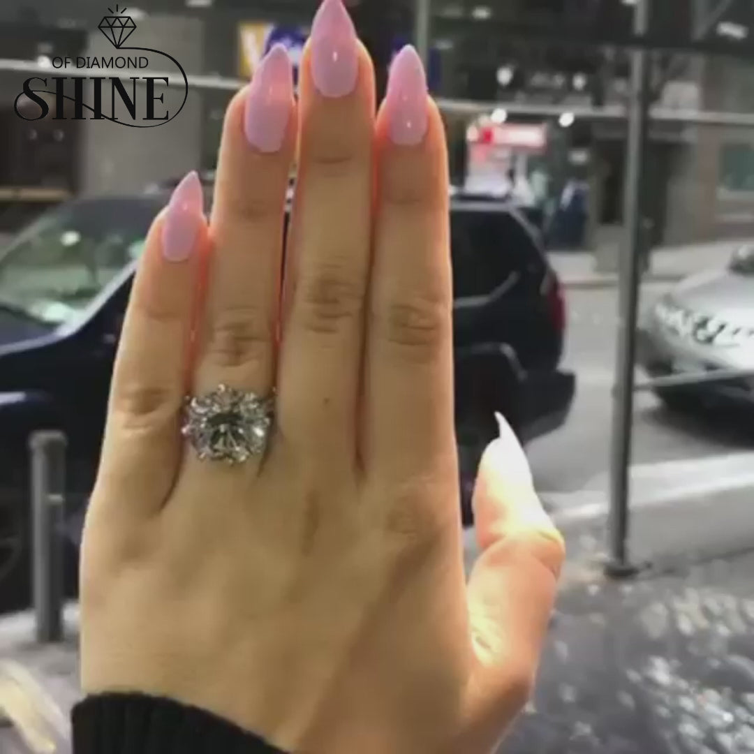 Solitaire 6.0ct 925 Sterling Silver Engagement Ring