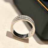 Double Row Band Baguette & Princess Cut Sterling Silver Ring