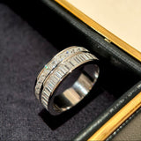Double Row Band Baguette & Princess Cut Sterling Silver Ring