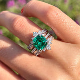 Stunning Green Cushion Cut Insert Bridal Sets In Sterling Silver