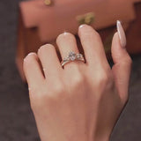 Unique Design 2PCS Oval Cut Bridal Set In Sterling Silver