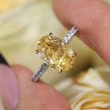 Vintage Yellow Oval Cut Sterling Silver Engagement Ring