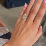 Vintage Pear Cut Cyan Blue Sterling Silver Engagement Ring In Rose Golden Tone