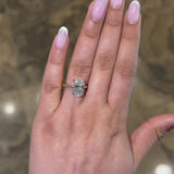 Elegant Golden Tone Oval Cut Sterling Silver Engagement Ring With Hidden Halo