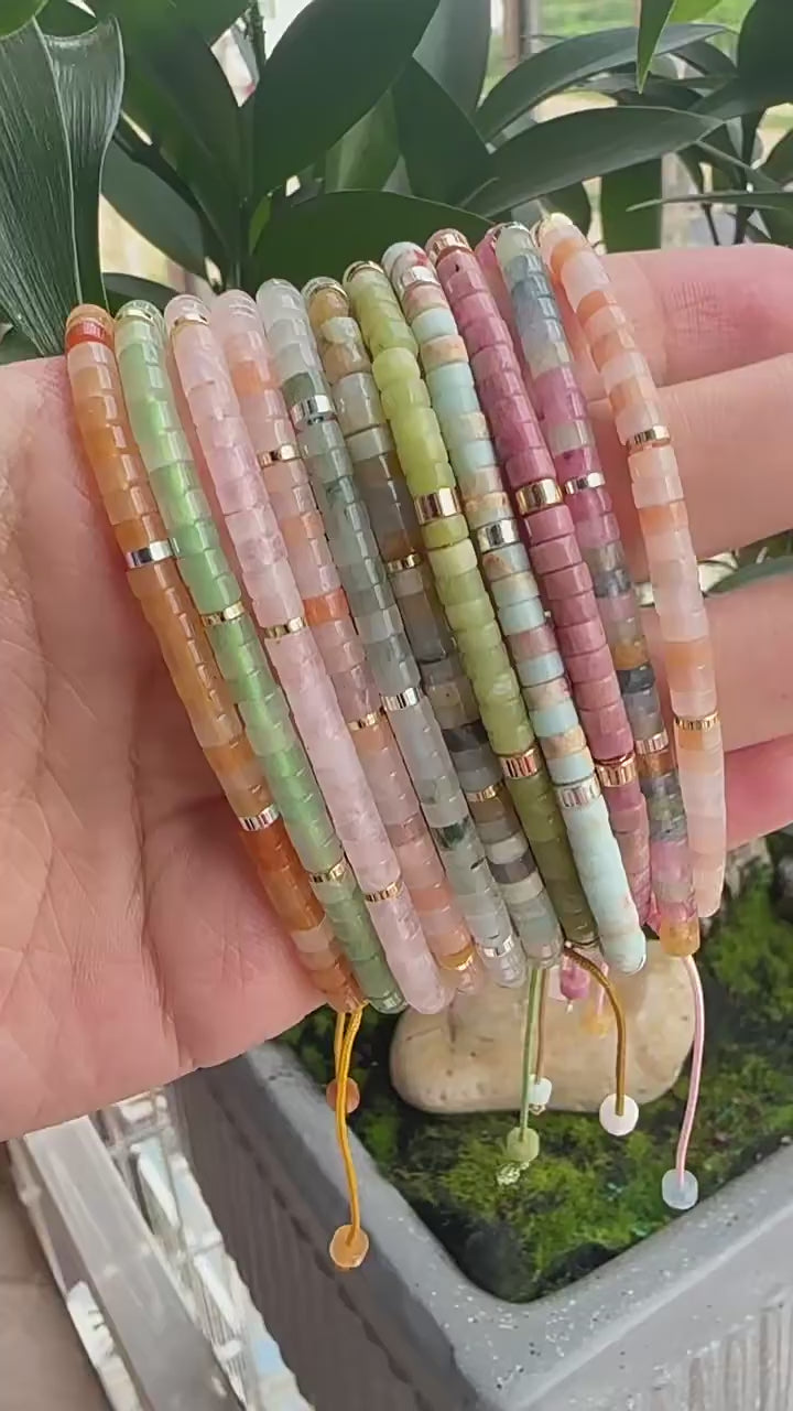 Adjustable Natural Stone Beaded Dainty Bracelet