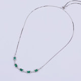Luxury Emerald Green White Gold Plated Necklace