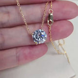 Classic Round Cut Sterling Silver Moissanite Necklace