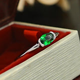 Simple Green Oval Cut Sterling Silver Ring