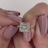 Hidden Halo Radiant Cut Engagement Ring  in Sterling Silver