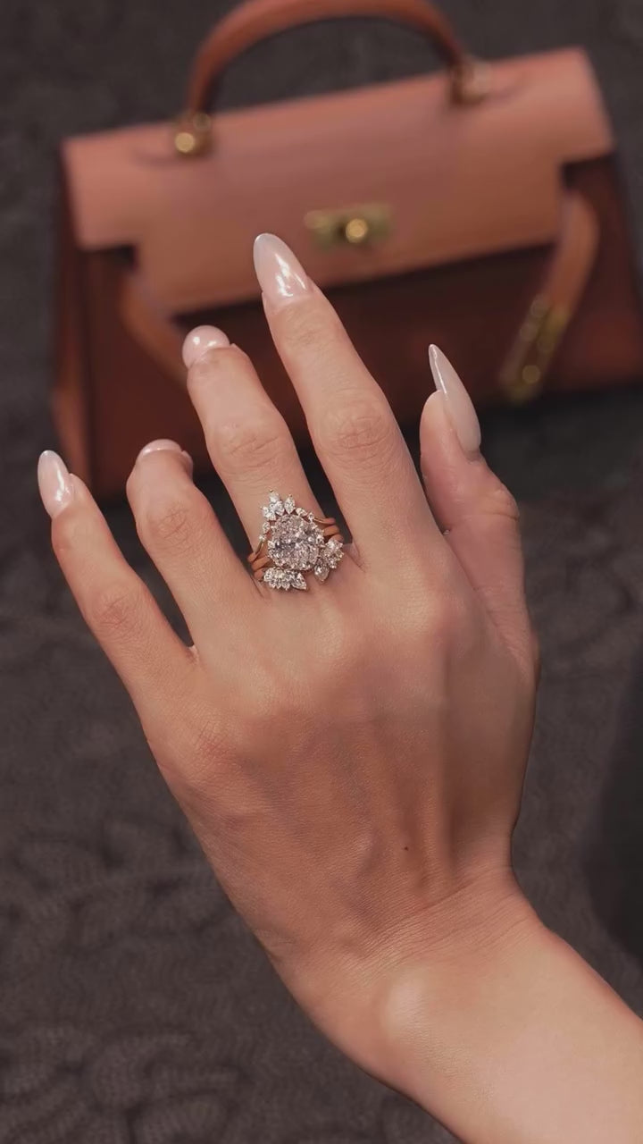 Luxury 3PCS Oval Cut Bridal Set In Sterling Silver