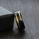 Fashion Round Cut Two Tone Tungsten Men's Band
