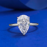 Gorgeous Pear Cut Sterling Silver Engagement Ring