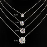 Moissanite Classic 4 Prong Round Cut Sterling Silver Pendant Necklace