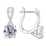 Moissanite Round Cut Earrings In Sterling Silver