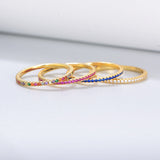 Golden Tone Multi-Color Eternity Band Stackable Ring