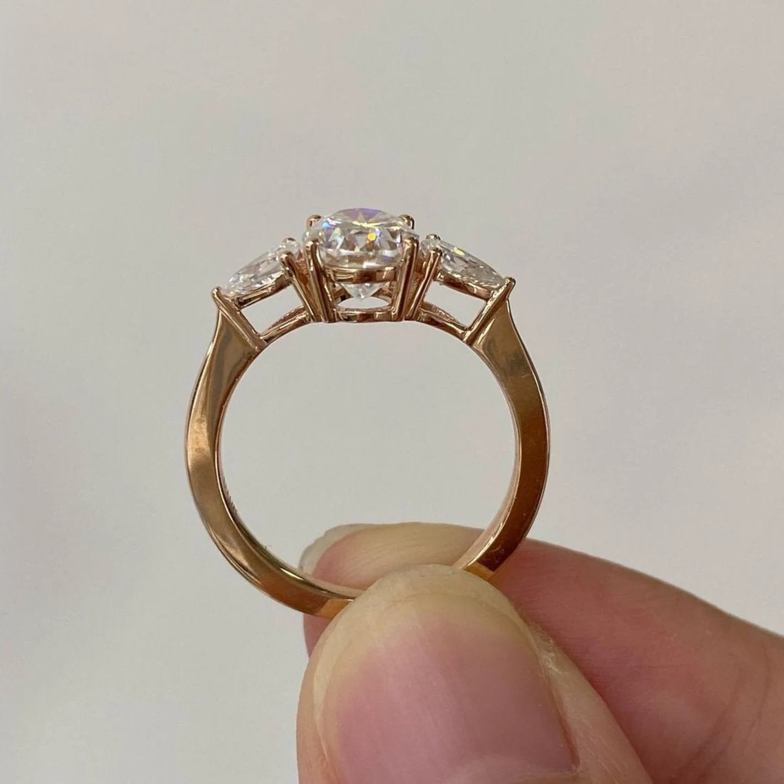 3 CT Oval Cut Three Stone Engagement Ring