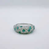 White & Paraiba Tourmaline Wedding Band in Sterling Silver