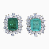 Emerald Green Halo Sterling Silver Engagement Ring