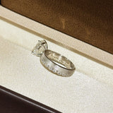 Elegant Textured Band & Side Stones Solitaire Oval Cut Sterling Silver Ring