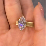 Wide Band Marquise Cut Elegant Engagement Ring